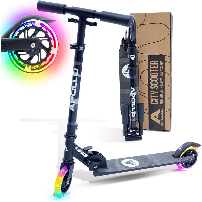 City Scooter Moonracer – Leichter Kinderroller mit LED-Rollen und Federung