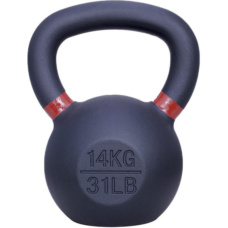 Kettlebell aus Gusseisen, 14 kg – Schwarz mit braunen Akzenten