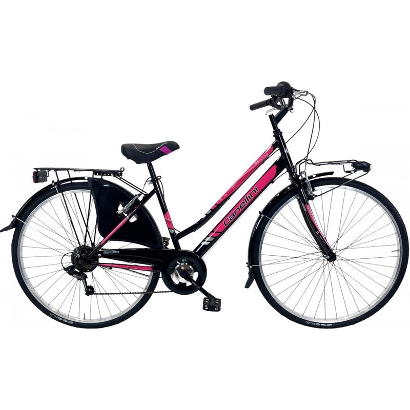 Stadtfahrrad MOVING 28" frau - Schwarz/Fuchsia