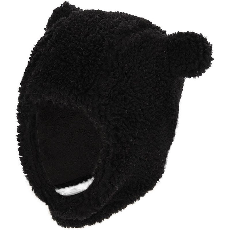 Baby-Wintermütze aus Teddywolle 1/2 Jahr Dunkelgrau
