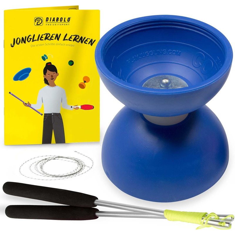 Diabolo Set mit PLAY Diabolo UV Comet (blau) - inkl. Handstäben & Ersatzschnur