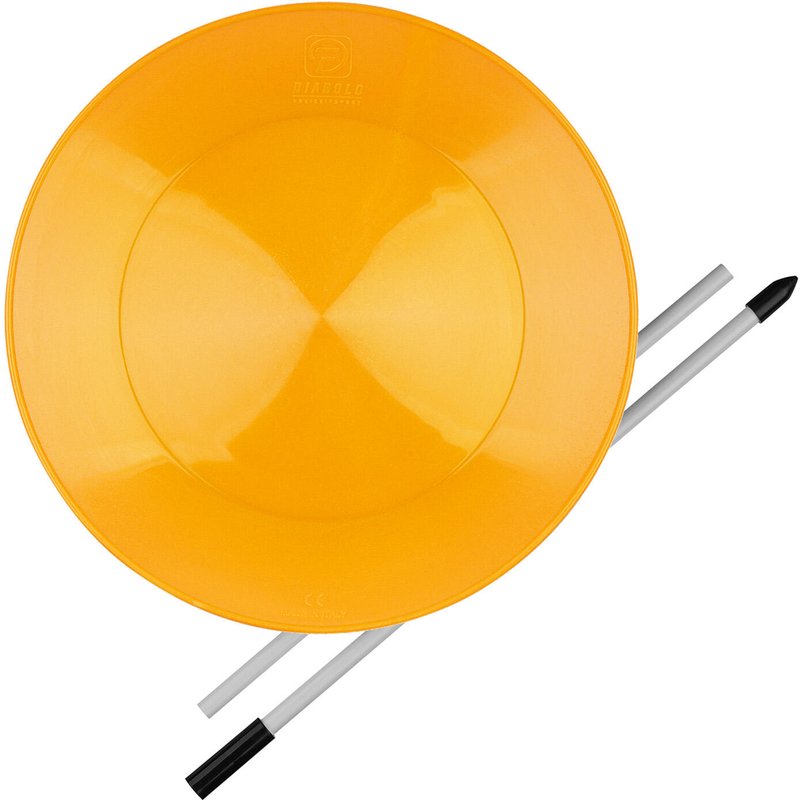 Jonglierteller (uv orange) im Set mit teilbarem Kunststoffstab, 23cm, UV reaktiv