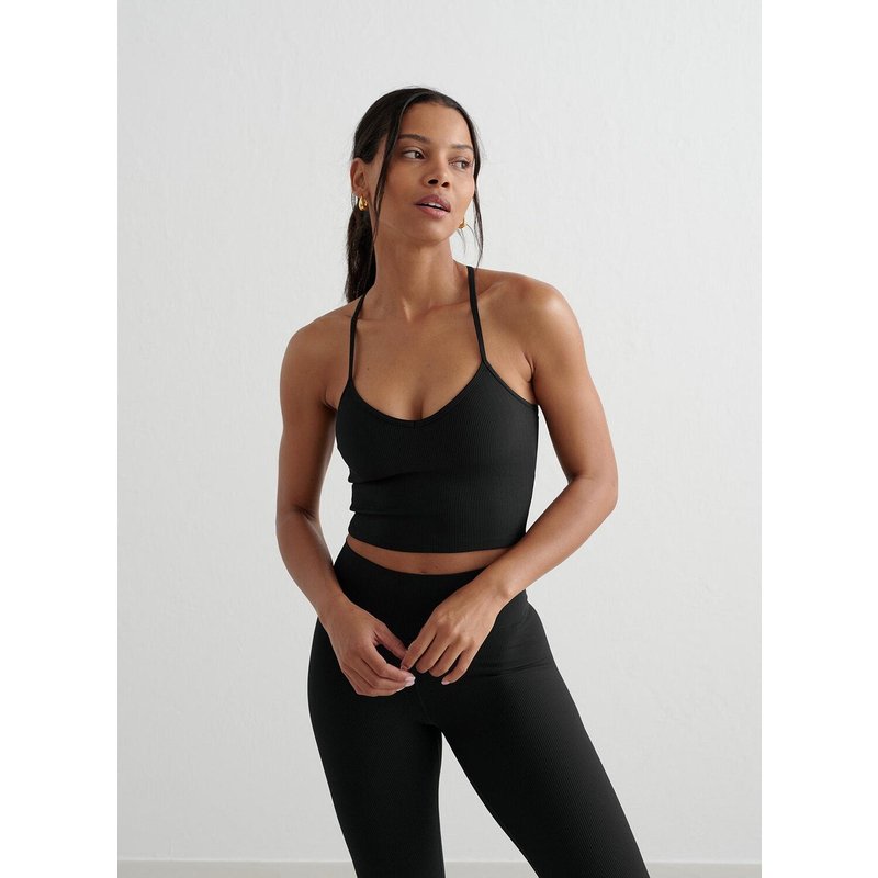 Damen Sport-BH Gerippt Schnelltrocknend Bralette Schwarz