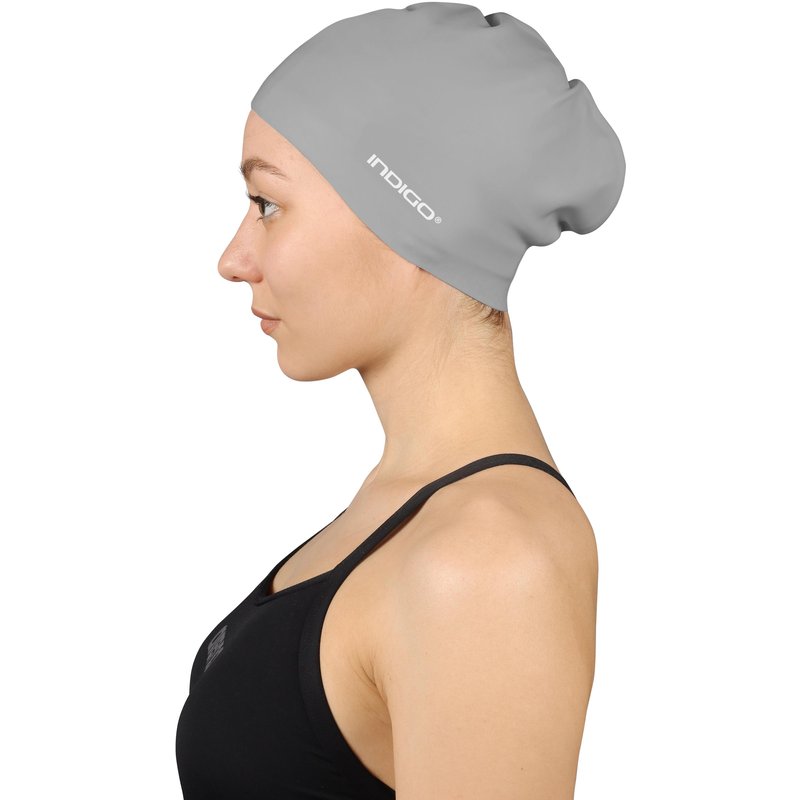 Badekappe Schwimmen für lange Haare INDIGO