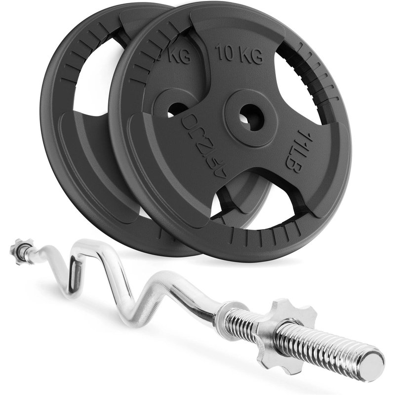 Hantelset 20kg Gusseisen SZ-Curlstange 120cm Gewichte Sport V2 4FIZJO