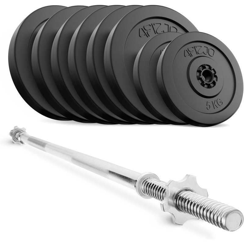 Langhantel Set 70kg Bitumen Gerade Stange 180cm Gewichte Kraftsport 4FIZJO