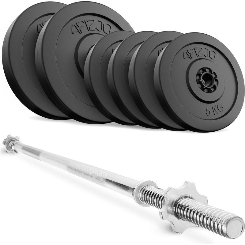 Langhantel Set 40kg Bitumen Gerade Stange 120cm Gewichte Kraftsport 4FIZJO