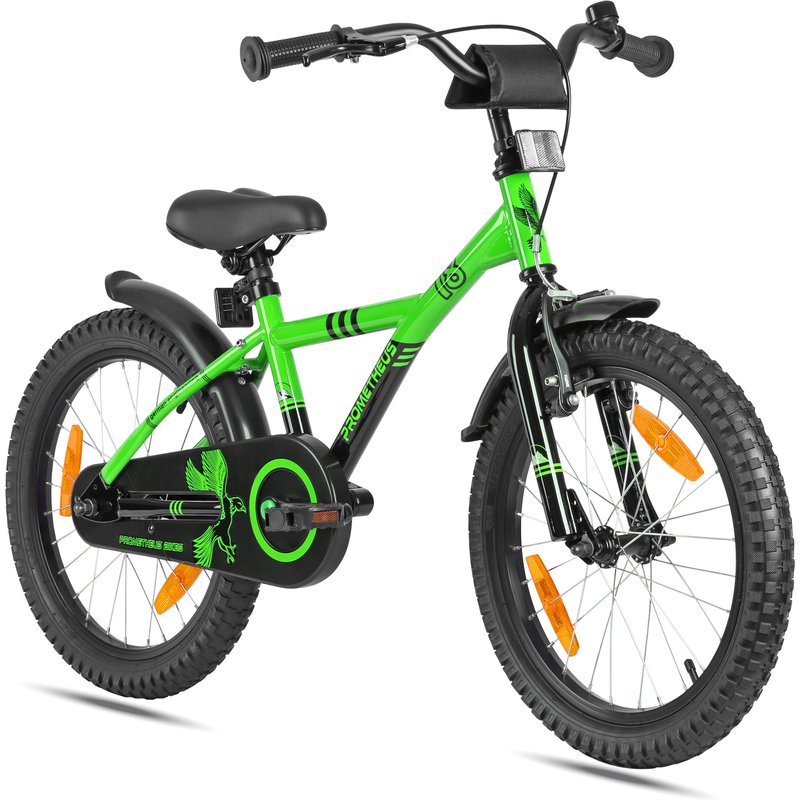 Kinderfahrrad 18 Zoll ab 5 Jahren Grün-Schwarz – Rücktritt & V-Brake