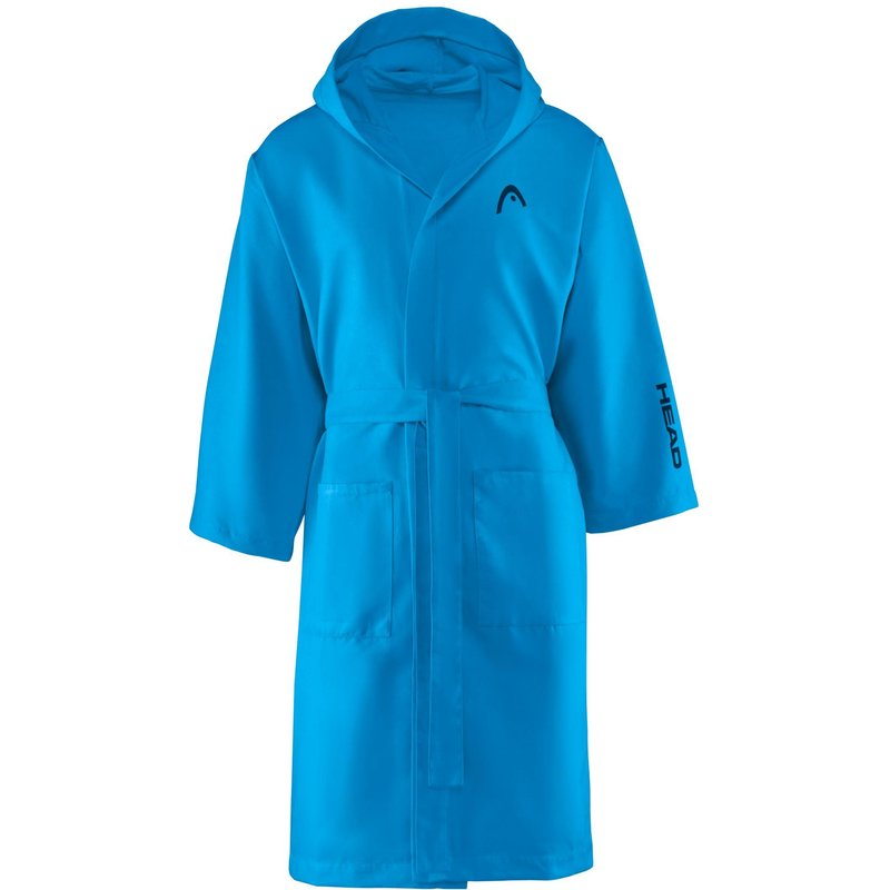 Erwachsenenbademantel aus Mikrofaser mit Kapuze, Farbe Uniform Blue