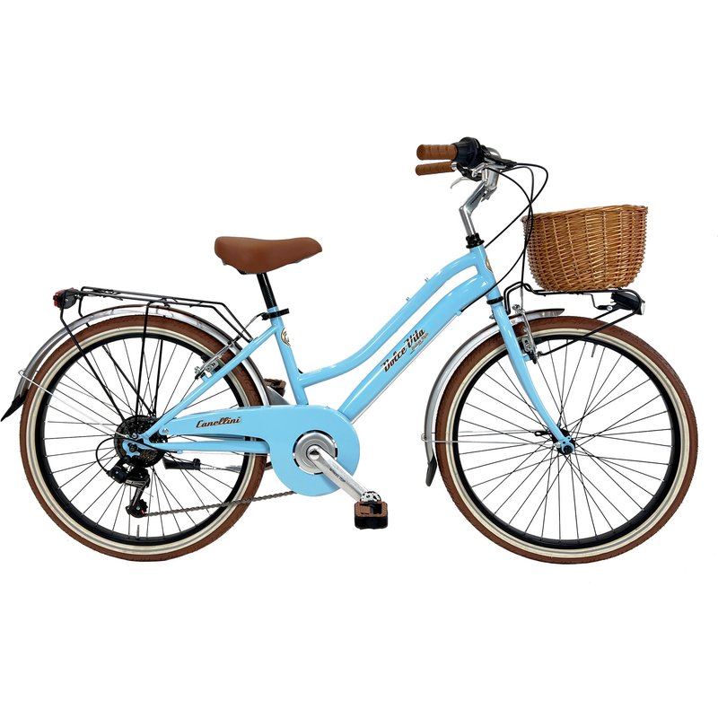 Kinderfahrrad Dolce Vita by Canellini JUNIOR 24" mit Korb - Hellblau