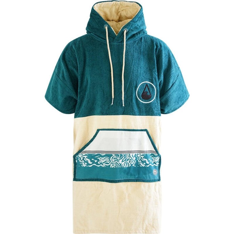 Poncho Wave Hawaii Cotton Velours Poncho Petrol M WH4020 Mehrfarbig 100 x 75 cm