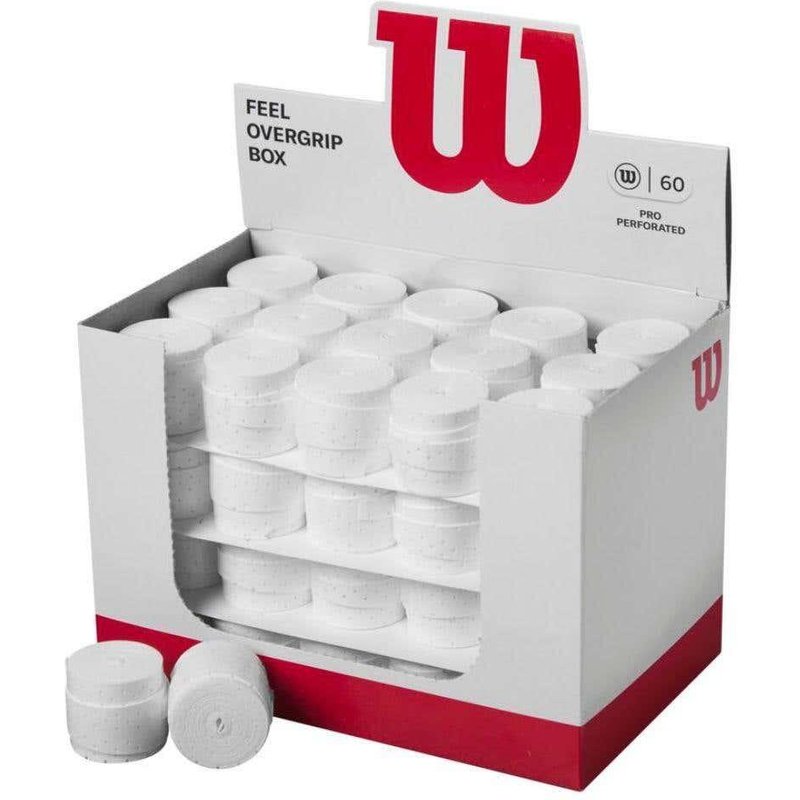Box 60 Stück Overgrip Wilson Pro Perforiert Weiss