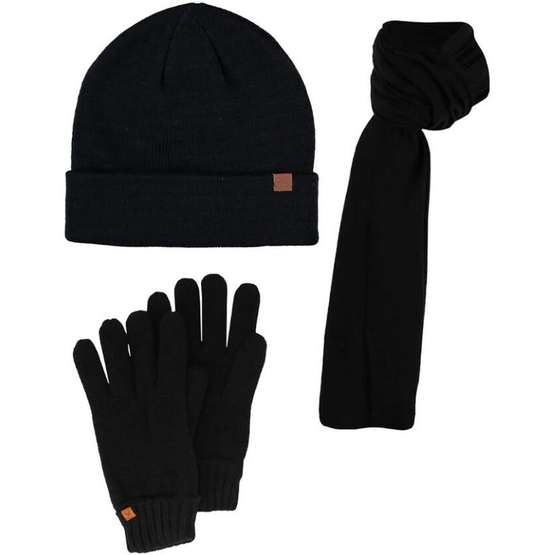 Herren-Winterset Mütze Schal & Handschuhe Schwarz