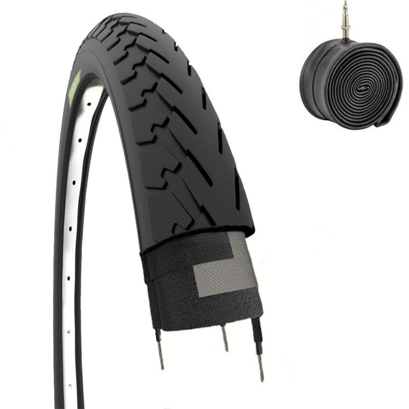 Reifen 700x32C (32-622)+Schlauch, Reifen schwarz Straße 700 x 32C Rad EV