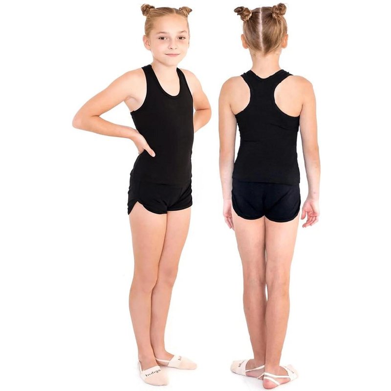 Gymnastikshorts für Mädchen mit INDIGO-Besatz