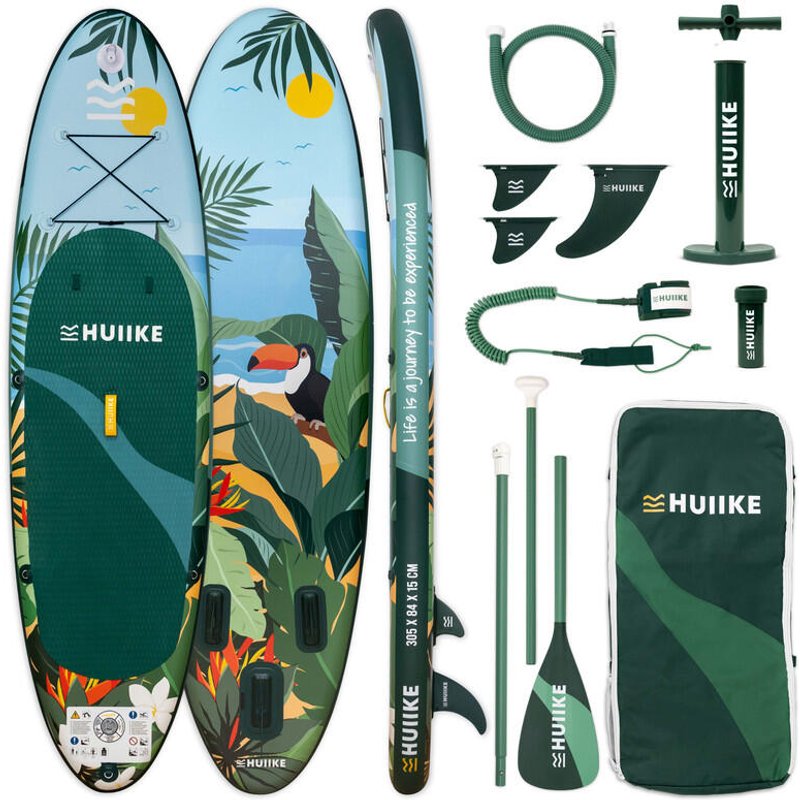 Stand Up Paddling Board Aufblasbar 10’ Inklusive Zubehör, bis 130 kg, Grün