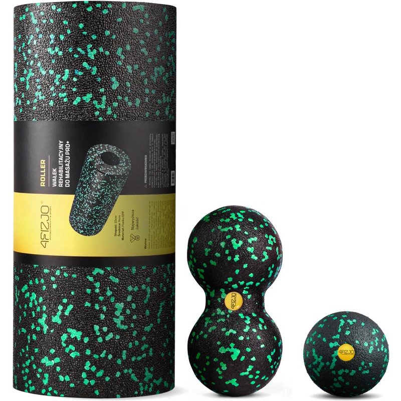 Faszienrolle 3er Set EPP Massagerolle Ball Duoball Schwarz-Blau 4FIZJO