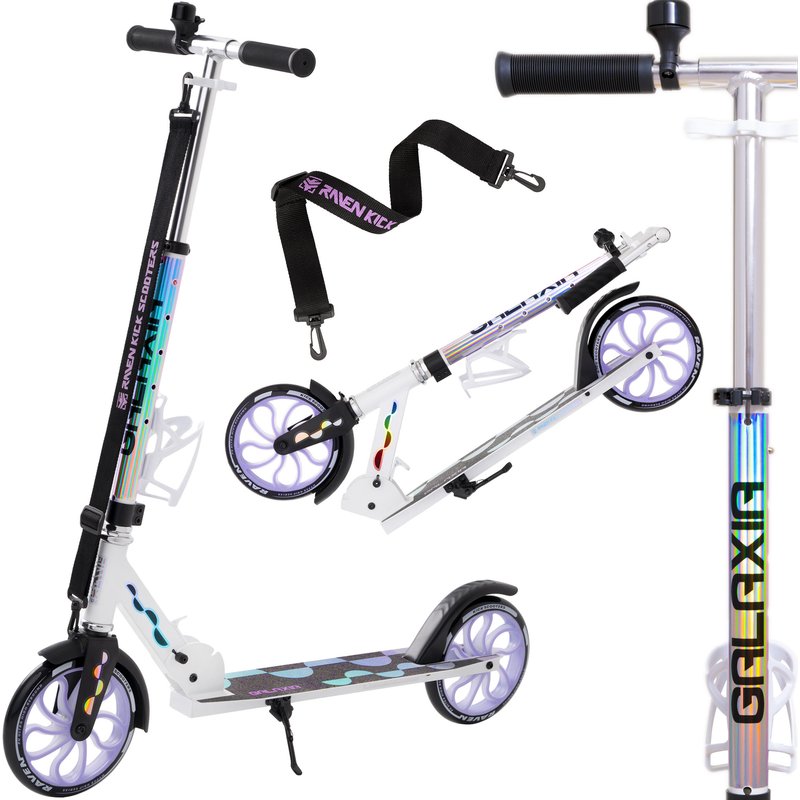 Klappbarer Scooter mit Klingel, Flaschenhalter, Galaxia Leuchtende LED-Räder