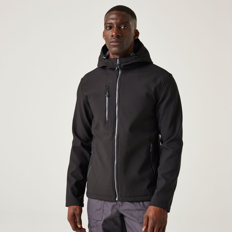 Herren Wandern Jacke - Nagate Hooded Softshell, schwarz