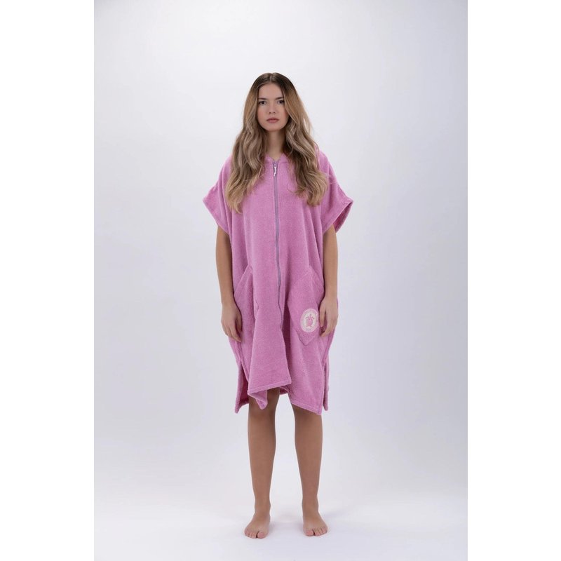 Rose Surf-Poncho - Einheitsgröße - Baumwolle - ärmellos - mit Reißverschluss