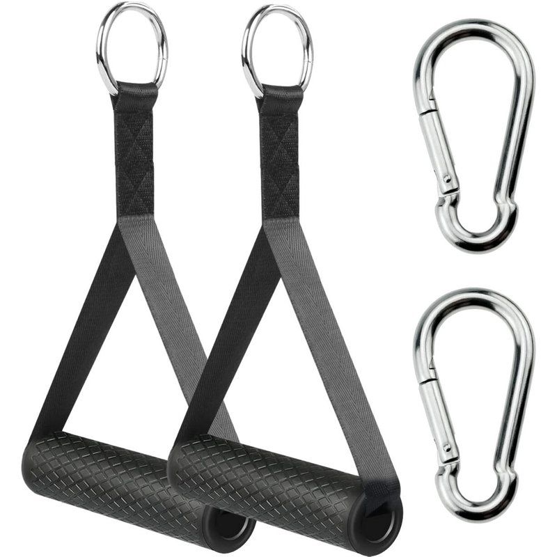 Griffe für Fitnessbänder, Widerstandsbänder, Krafttraining, Set 2 mit Karabinern