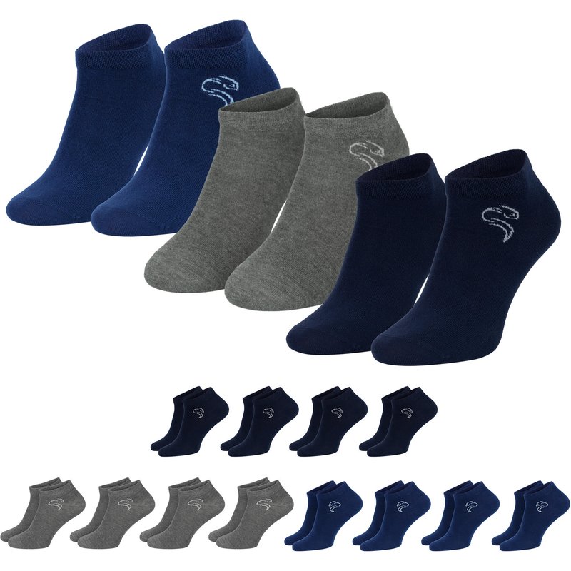 12 Paar Sneaker Socken aus Baumwolle Dunkelblau/Blau/Grau - 43/46