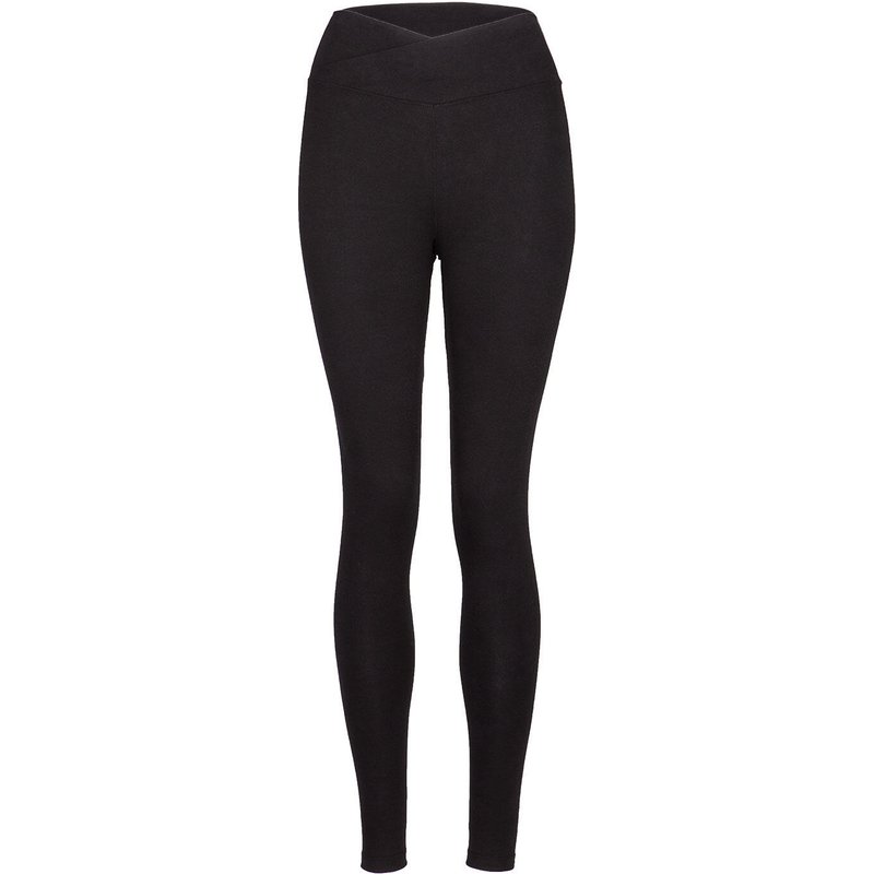 Basic Yoga Leggings Crossed Waist, Bio-Baumwolle, Schwarz