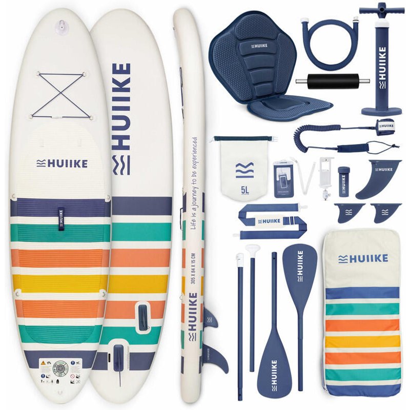Stand Up Paddling Board Aufblasbar 10’ zum Kajak Umbaubar, bis 130 kg, Weiß