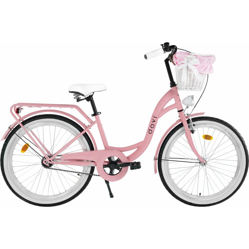 Kinderfahrrad Davi Amelia 24", 1 Gang, 130-165 cm, Rosa/Schwarz