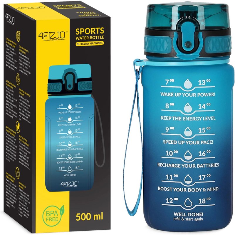 Trinkflasche 500ml Sportflasche BPA-frei Auslauffest Fitness 4FIZJO