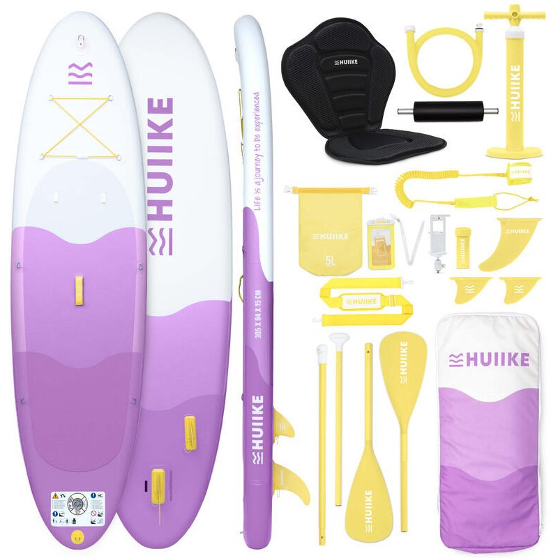 Stand Up Paddling Board Aufblasbar 10’ zum Kajak Umbaubar, bis 130 kg, Lila