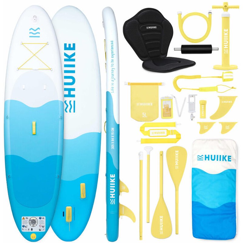 Stand Up Paddling Board Aufblasbar 10’ zum Kajak Umbaubar, bis 130 kg, Blau