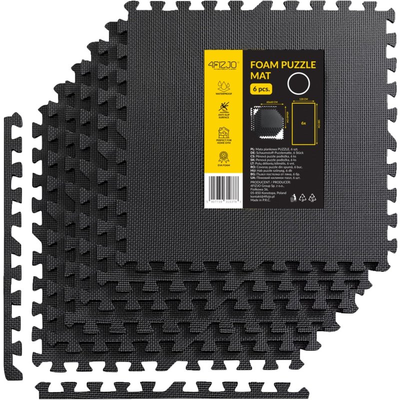 Fitnessmatte Puzzlematte 6 Stk 180x120x1cm Bodenschutzmatte Sport 4FIZJO