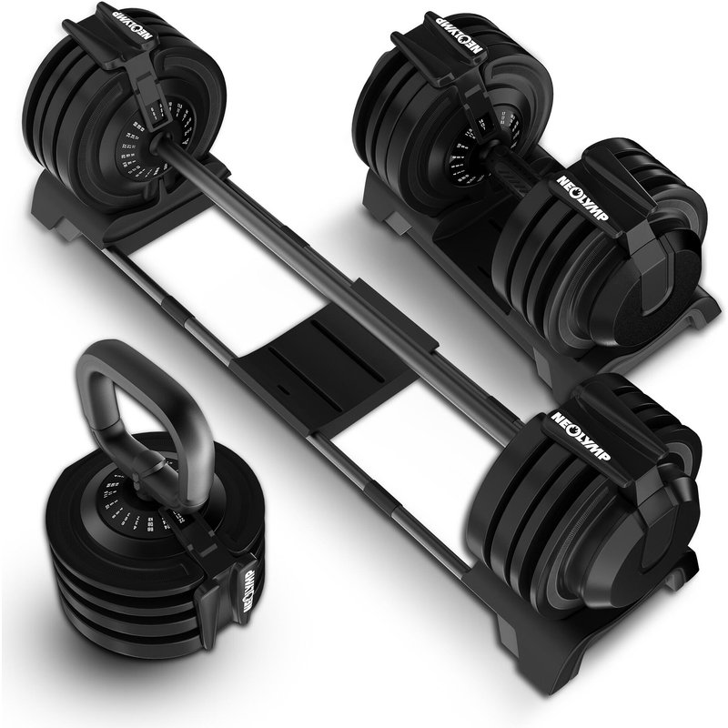 3 in 1 Hanteln Set 2-24kg – Verstellbare Kurzhantel, Langhantel & Kettlebell