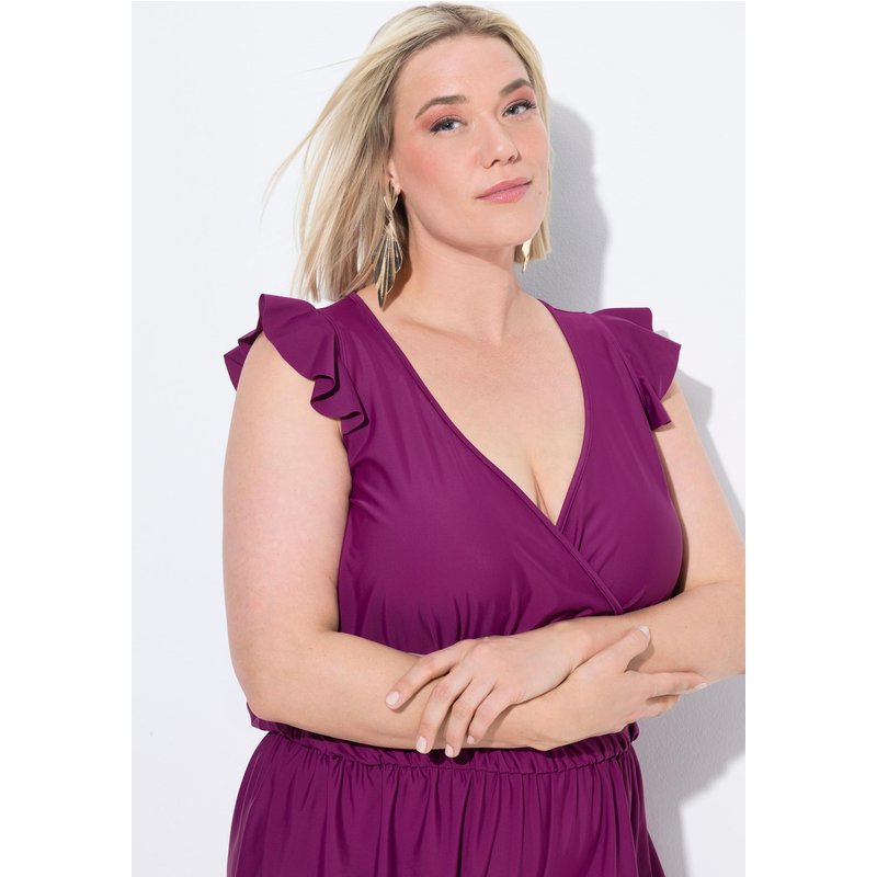 Damen Badekleid Shorts Softcups Flügelärmel recycelt