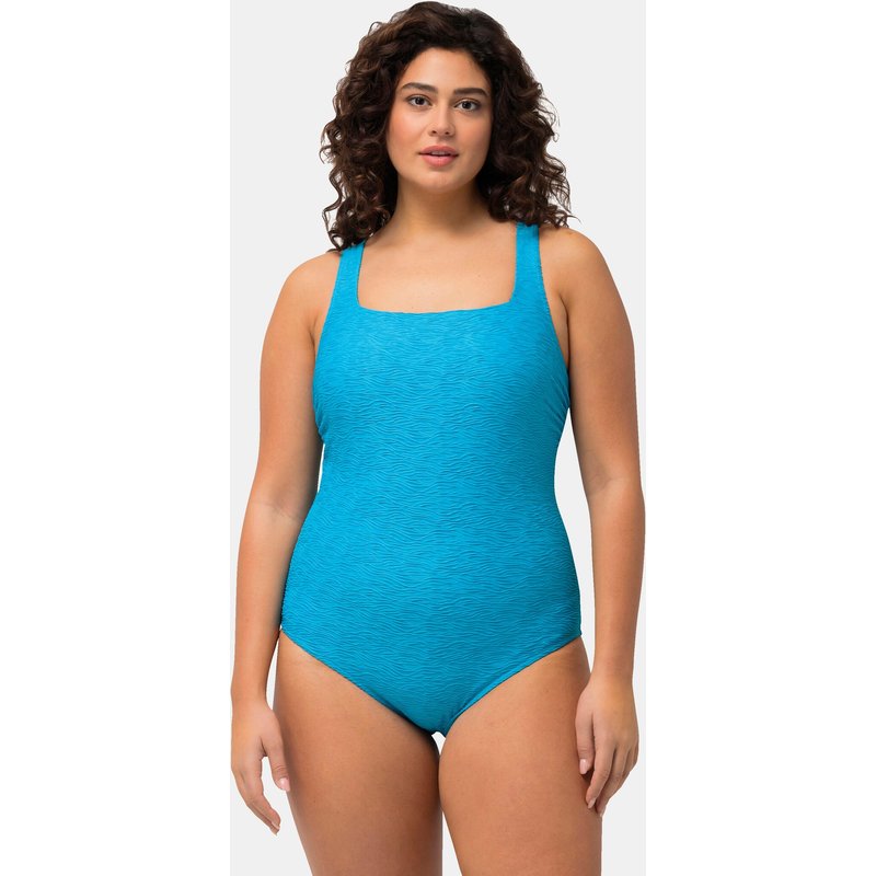 Damen Badeanzug Wellenstruktur Softcups Carree-Ausschnitt