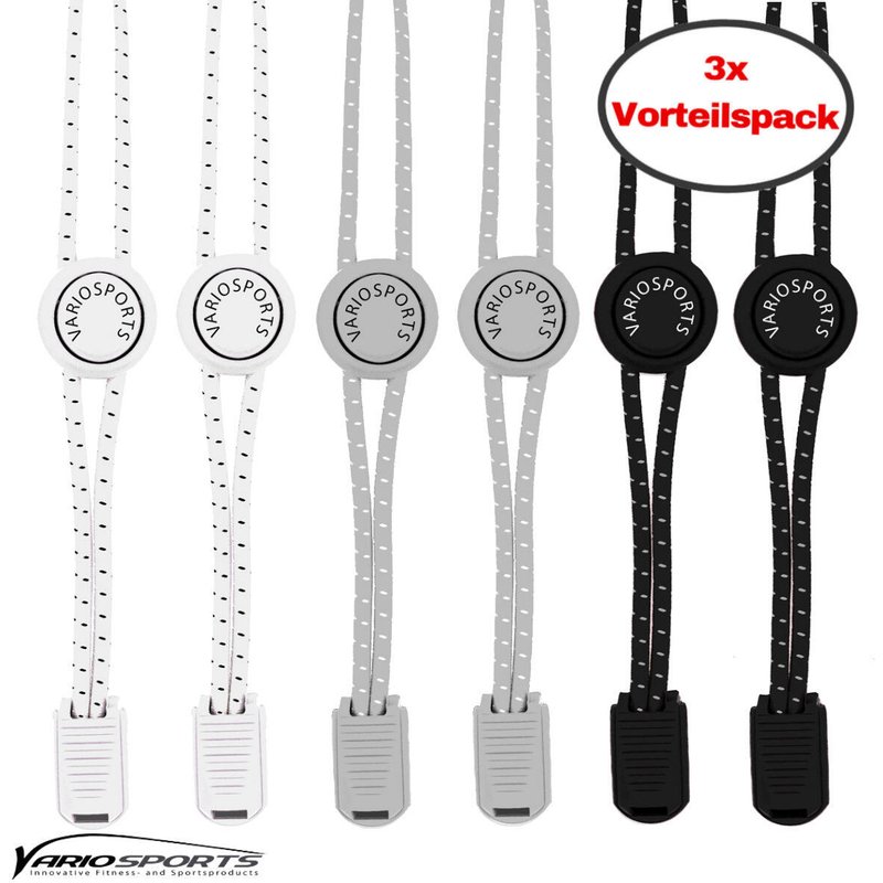 Variosports Shoelaces-Schnürsenkel-3er Pack-grey-white-black