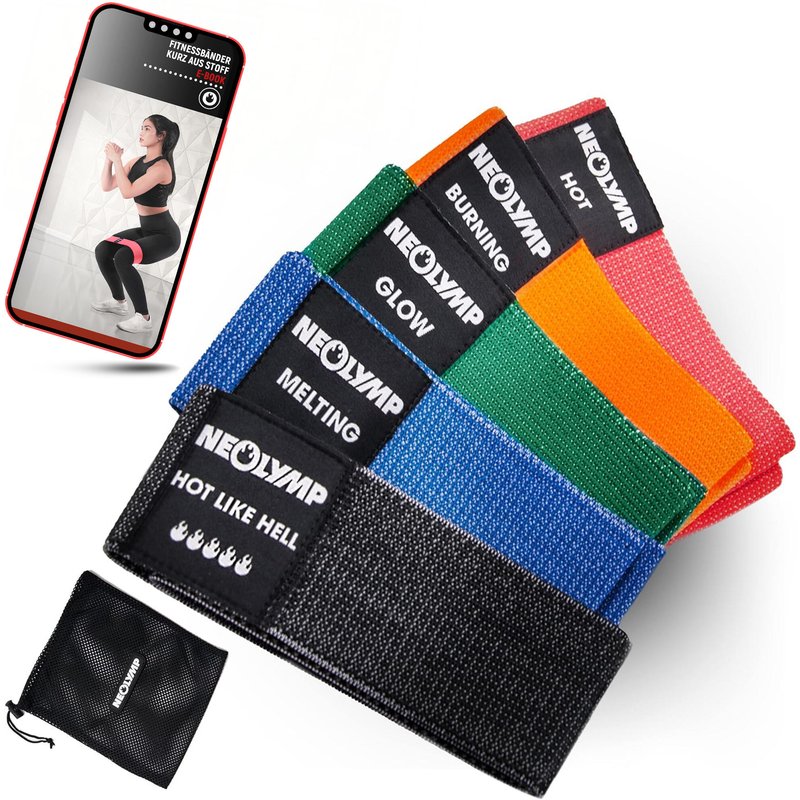 Kurze Fitnessbänder – 5er SetHautfreundliche Mini Bands, robuste mobility Bands