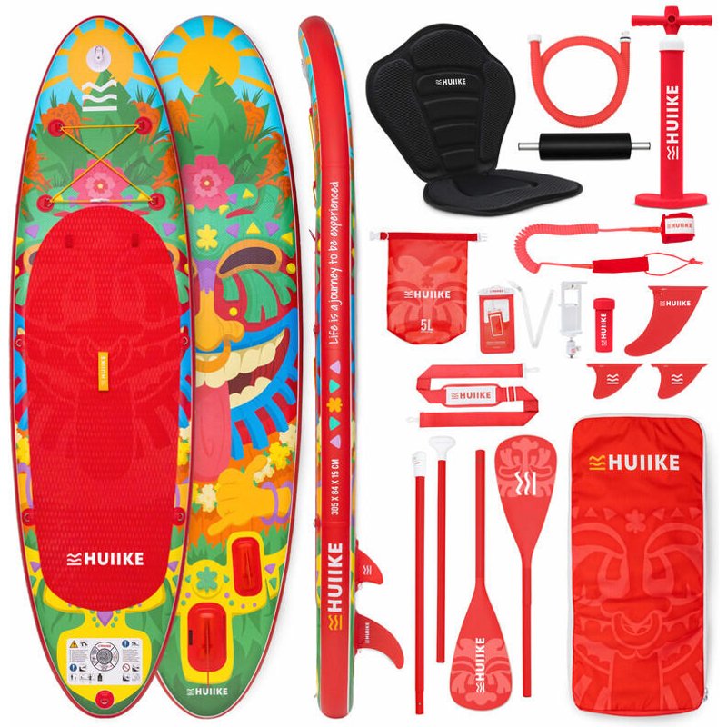 Stand Up Paddling Board Aufblasbar 10’ zum Kajak Umbaubar, bis 130 kg, Rot
