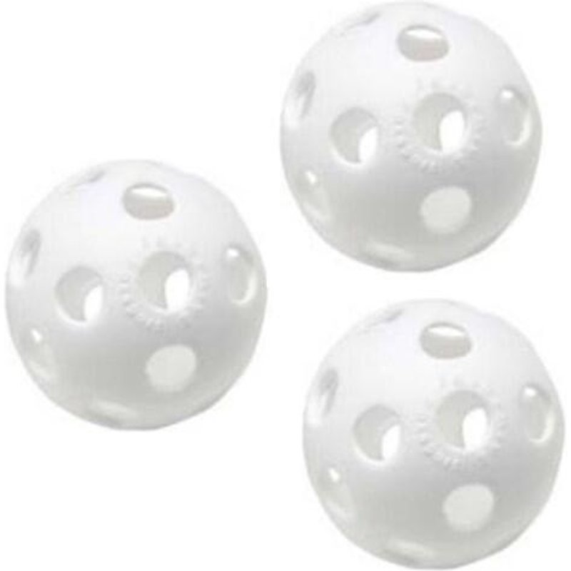 3 Stück Wiffle Plastik Baseball - Baseball (Weiß)