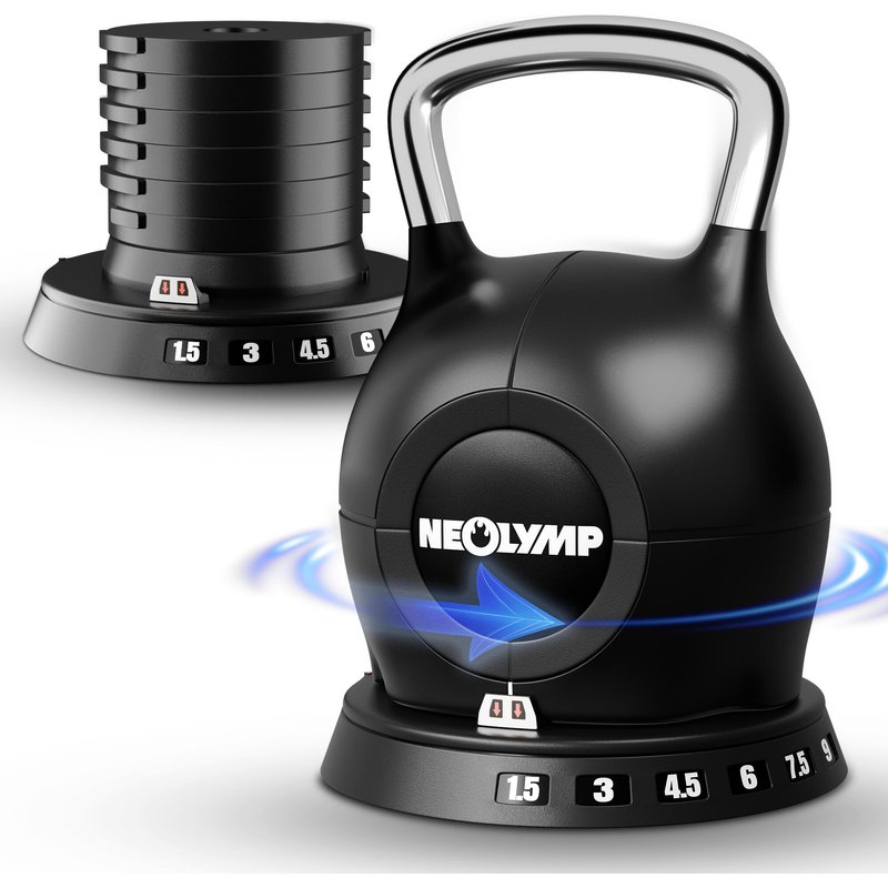 NEOLYMP 7-in-1 Kettlebell 1,5–10 kg Edelstahlgriff für Ganzkörpertraining