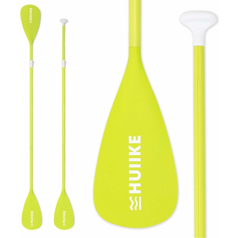Paddel für Stand-Up Paddling Kayak 2 in 1, HUIIKE, Limettengrün, Einstellbar