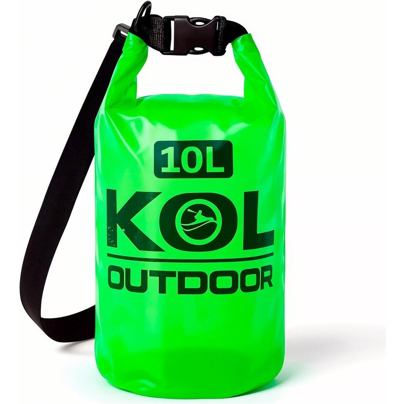Wasserdichte Tasche 10L transparent gruen – Dry Bag Kajak SUP Strand