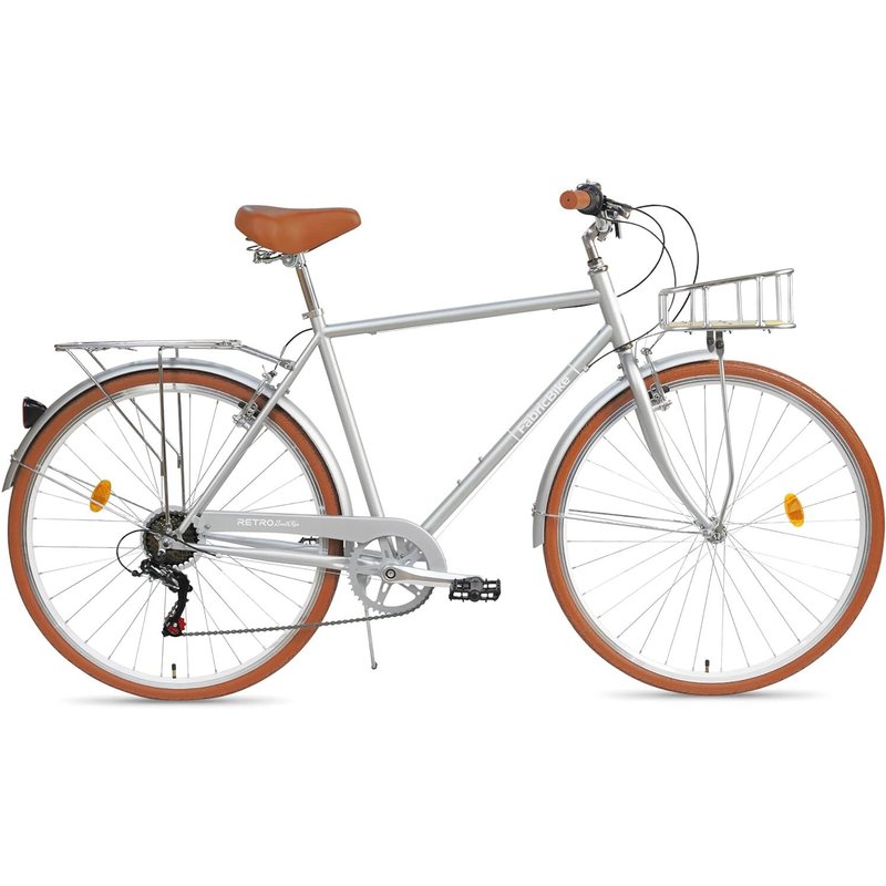 Southken City Bike 28", Korb, Komfortsattel, 7-Gang, Grey Deluxe