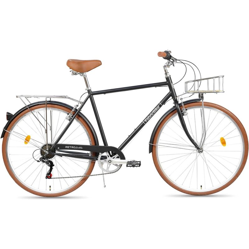 Southken City Bike 28", Korb, Komfortsattel, 7-Gang, Black Deluxe