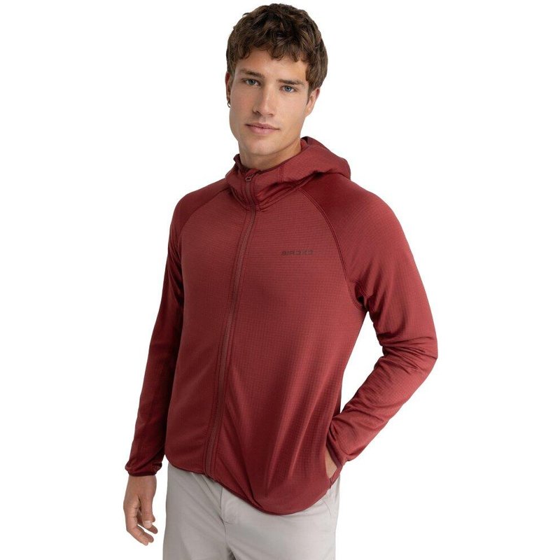 Men Hiking 's lightweight hooded fleece jacket Stride Maroon Burgundy