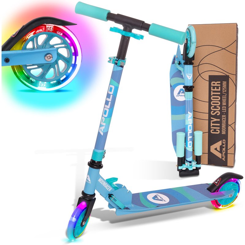 City Scooter Moonracer – Leichter Kinderroller mit LED-Rollen und Federung