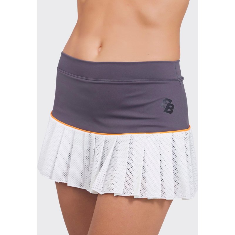 Atmungsaktiver, elastischer Padel- und Tennisrock für Damen Hera Dark Grey