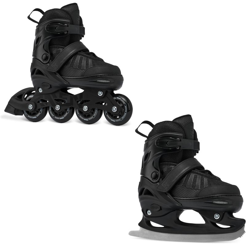 Verstellbare Rollschuhe Schlittschuhe 2in1 Oxen Schwarz