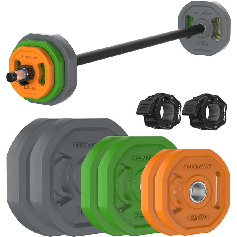 Aerobic Pump Gewichteset 20KG - Hantelset aus Gummi - inkl. Hantelstange
